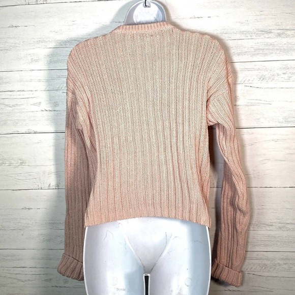 Vintage J Crew Pink Ribbed Cropped Sweater 1/4 Zip Y2K - Picture 3 of 4
